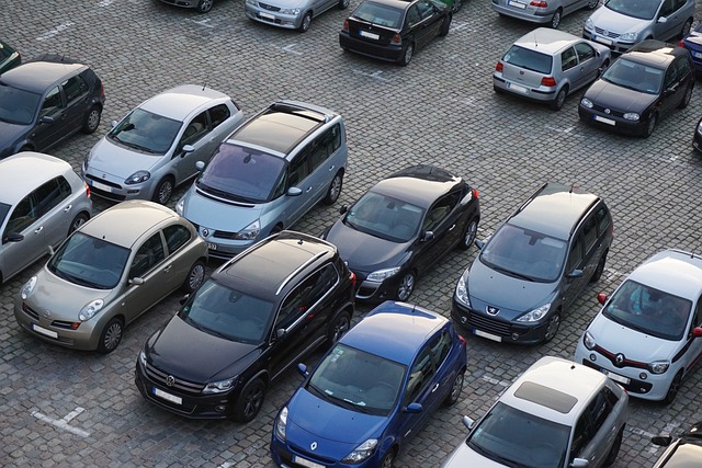 Viele Autos parken auf Stellfläche - ohne Bäume
