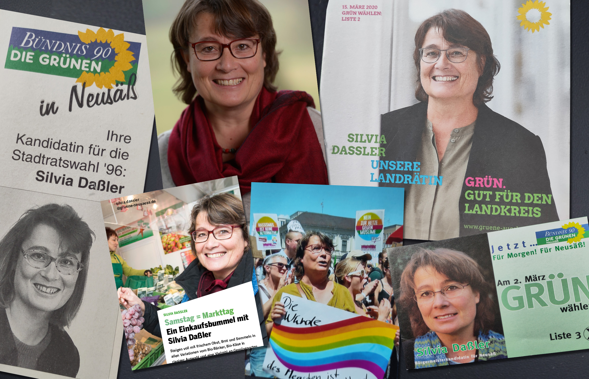 Collage mit verschieden Wahlplakaten auf den Silvia Dassler abgebildet ist.